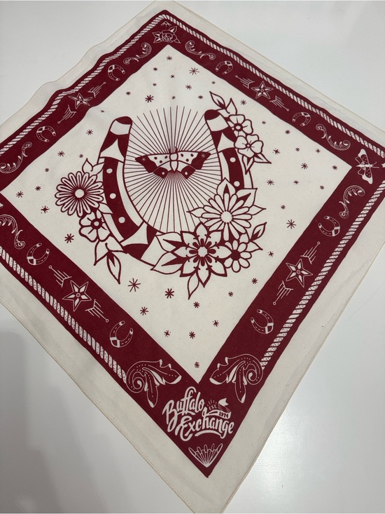 Buffalo Exchange Anniversary Scarf Accessories - Women's Red & Cream Bandana Scarf